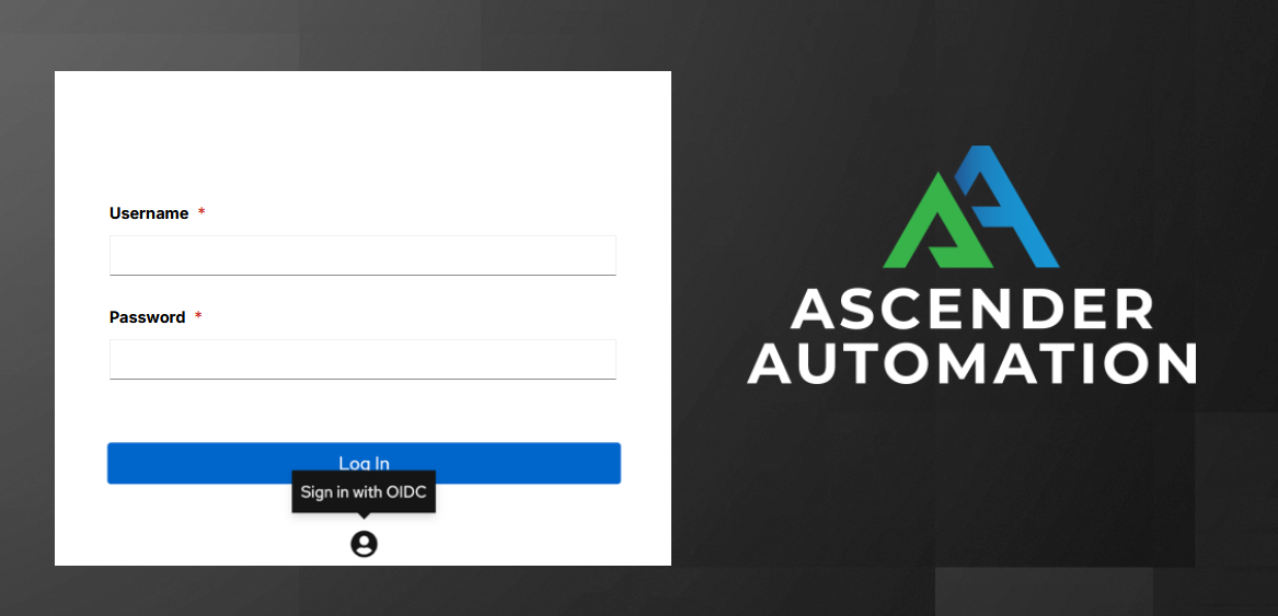 Ascender login screen displaying the OpenID Connect (OIDC) logo for authentication.